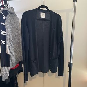 Button Cardigan - Navy - Abercrombie&Fitch